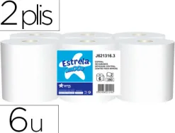 Bobine essuyage amoos estrela dévidage central 2 plis 390 services paquet de 6 rouleaux