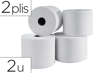 Bobine essuyage 1000f 2 plis coloris blanc lot de 2 unitès