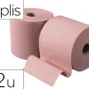 Bobine essuyage ouate chamois 1000 feuilles de 30cm 2 plis coloris saumon lot de 2 unites