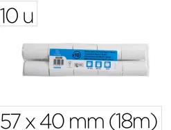 Bobine thermique exacompta tickets carte bancaire 1 pli sans bpa 57x40mm mandrin 12mm métrage 18m lot 10 rouleaux