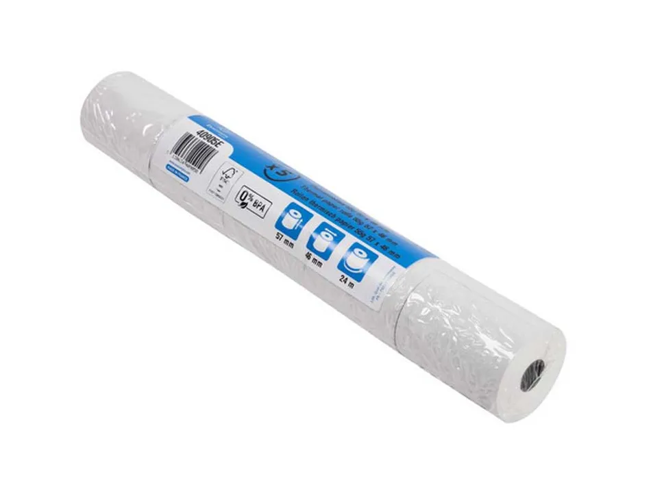 Bobine thermique exacompta tickets carte bancaire 1 pli 57x46mm mandrin 12mm métrage 25m lot 10 rouleaux
