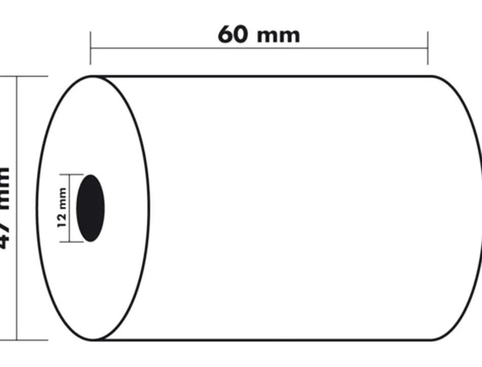 Bobine thermique exacompta tickets carte bancaire 1 pli sans bpa 60x47mm mandrin 12mm métrage 25m boîte 10 rouleaux