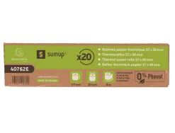 Bobine thermique exacompta tickets carte bancaire 1 pli 57x30mm 9m 55gr sans phenol plastique boite 20 unites