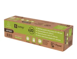 Bobine thermique exacompta tickets carte bancaire 1 pli 57x30mm 9m 55gr sans phenol plastique boite 20 unites