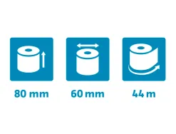 Bobine thermique exacompta exablue 80x60mm 55g longueur 44m 55g impression verso tres longue conservation