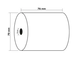 Bobine thermique exacompta tickets de caisse 2 plis chimiqueautocopiant 57g 76x70mm mandrin 12mm 25m lot 10 unites