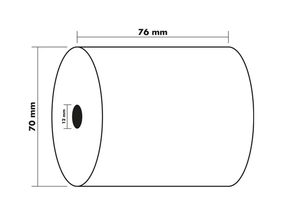 Bobine thermique exacompta tickets de caisse 2 plis chimiqueautocopiant 57g 76x70mm mandrin 12mm 25m lot 10 unites