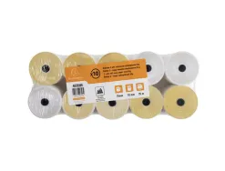 Bobine thermique exacompta tickets de caisse 2 plis chimiqueautocopiant 57g 76x70mm mandrin 12mm 25m lot 10 unites