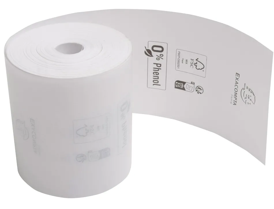 Bobine thermique exacompta tickets caisse 1 pli 80x72mm 76m 48gr sans phenol plastiqueboite de 10