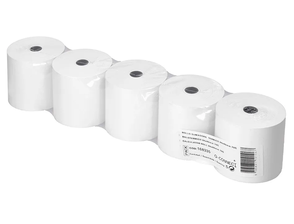 Bobine thermique q-connect 80mm largeur x 80mm diametre 70gr pour tpe sans bisphenol a