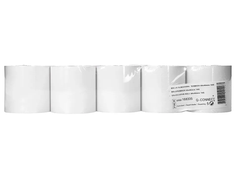 Bobine thermique q-connect 80mm largeur x 80mm diametre 70gr pour tpe sans bisphenol a