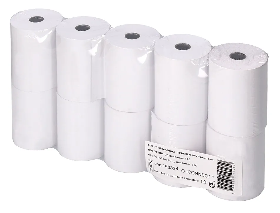 Bobine thermique q-connect 80mm largeur x 60mm diametre 70gr pour tpe sans bisphenol a