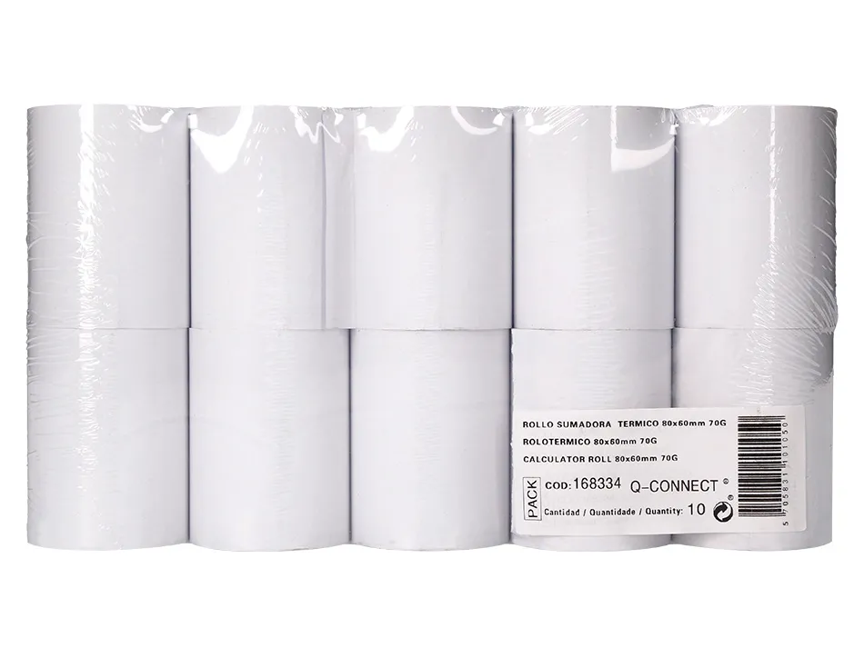 Bobine thermique q-connect 80mm largeur x 60mm diametre 70gr pour tpe sans bisphenol a