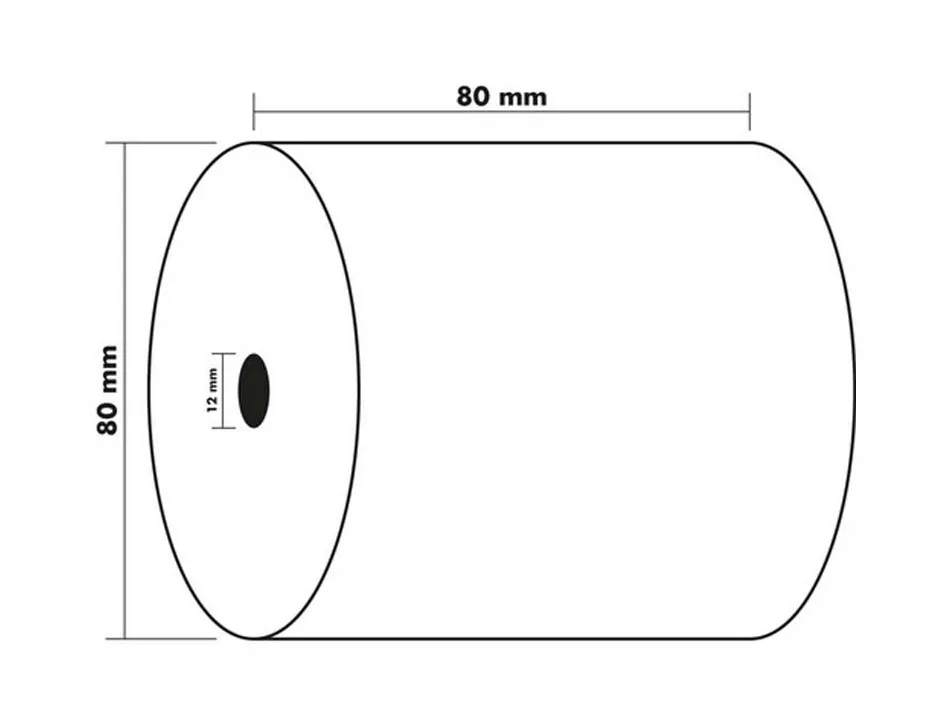 Bobine tpe exacompta papier thermique 80x72mm longueur 76m 48g/m2 mandarin 12mm