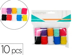 Bobines de fil sodertex polyester elastique 0,5mm x 5 ml 10 pcs coloris assortis