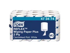 Bobines essuyage tork mini reflex plus dévidage central 67 m 2 plis blanc lot 9