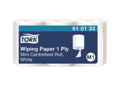 Bobines essuyage tork plus mini dévidage central m1 120 m non prédécoupées blanc lot 3