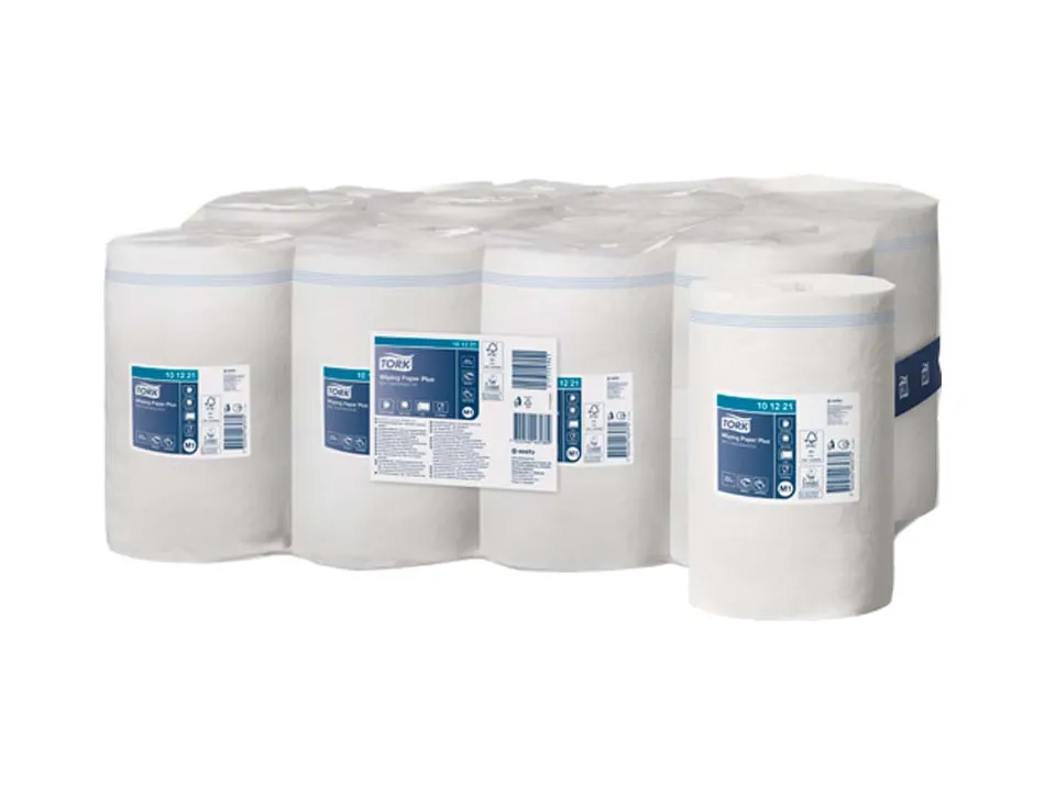 Bobines essuyage tork plus mini dévidage central m1 75 m format 21,5 x 35 cm blanc lot 11