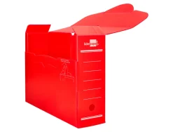 Boite a archives liderpapel polypropylene ondule dos 100mm 360x100x260mm coloris rouge
