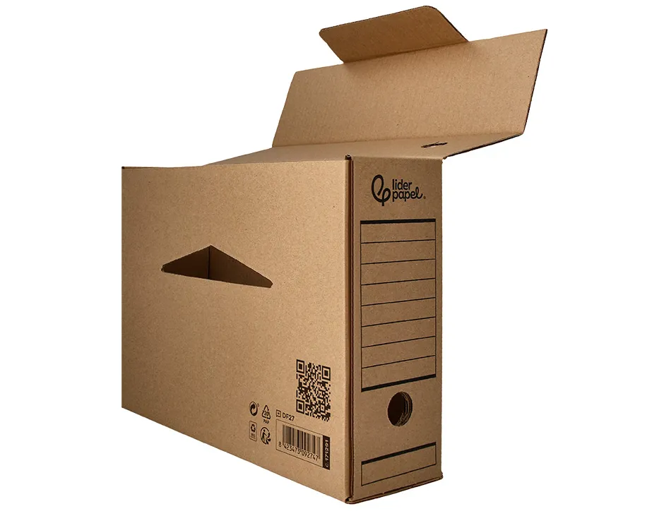 Boite a archives liderpapel carton recycle din a4 325g/m2 dos 82mm kraft 325x82x250mm
