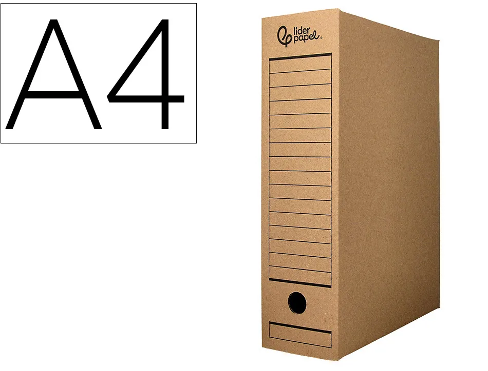 Boite a archives liderpapel carton recycle din a4 325g/m2 dos 82mm kraft 325x82x250mm