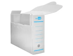 Boite a archives liderpapel polypropylene ondule dos 100mm 360x100x260mm coloris blanc