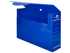 Boite a archives liderpapel polypropylene ondule dos 100mm 360x100x260mm coloris bleu