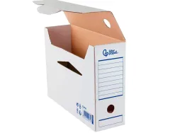 Boite a archives liderpapel carton recycle din a4 325g/m2 dos 100mm 360x100x255mm coloris blanc