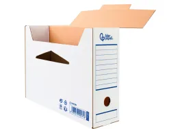 Boite a archives liderpapel carton recycle din a4 325g/m2 dos 100mm 360x100x255mm coloris blanc