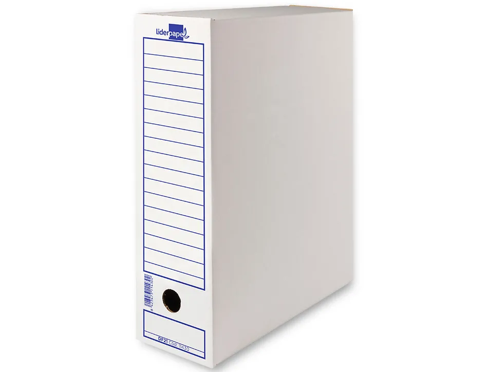 Boite a archives liderpapel carton recycle 325g/m2 dos 106mm 430x116x316mm coloris blanc