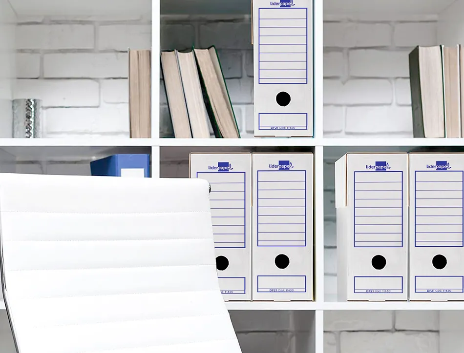 Boite a archives liderpapel carton recycle 325g/m2 dos 106mm 430x116x316mm coloris blanc