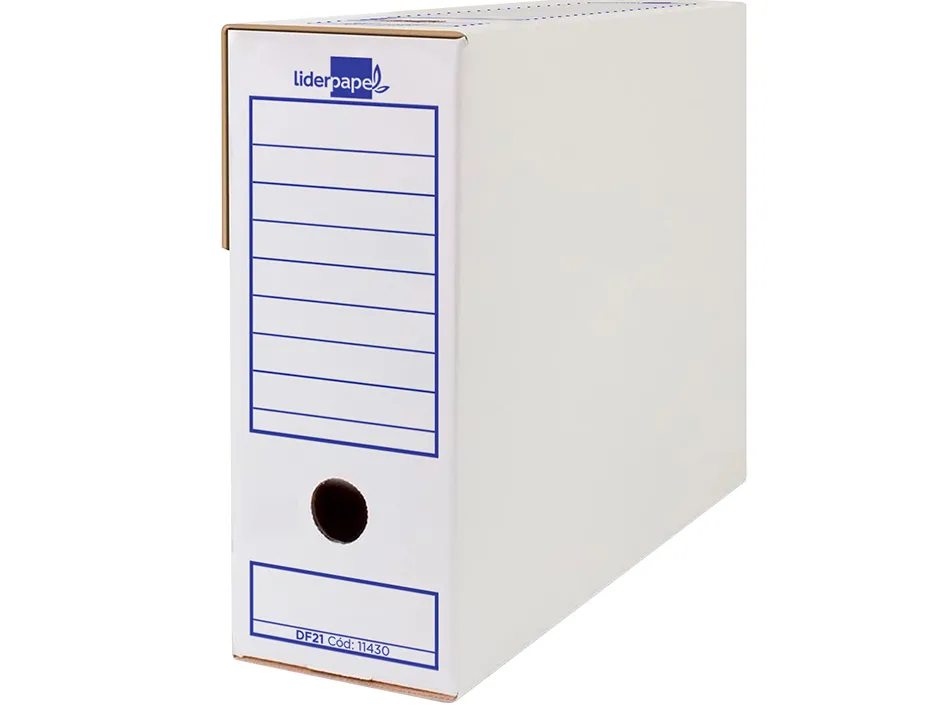 Boite a archives liderpapel carton recycle 325g/m2 dos 106mm 430x116x316mm coloris blanc