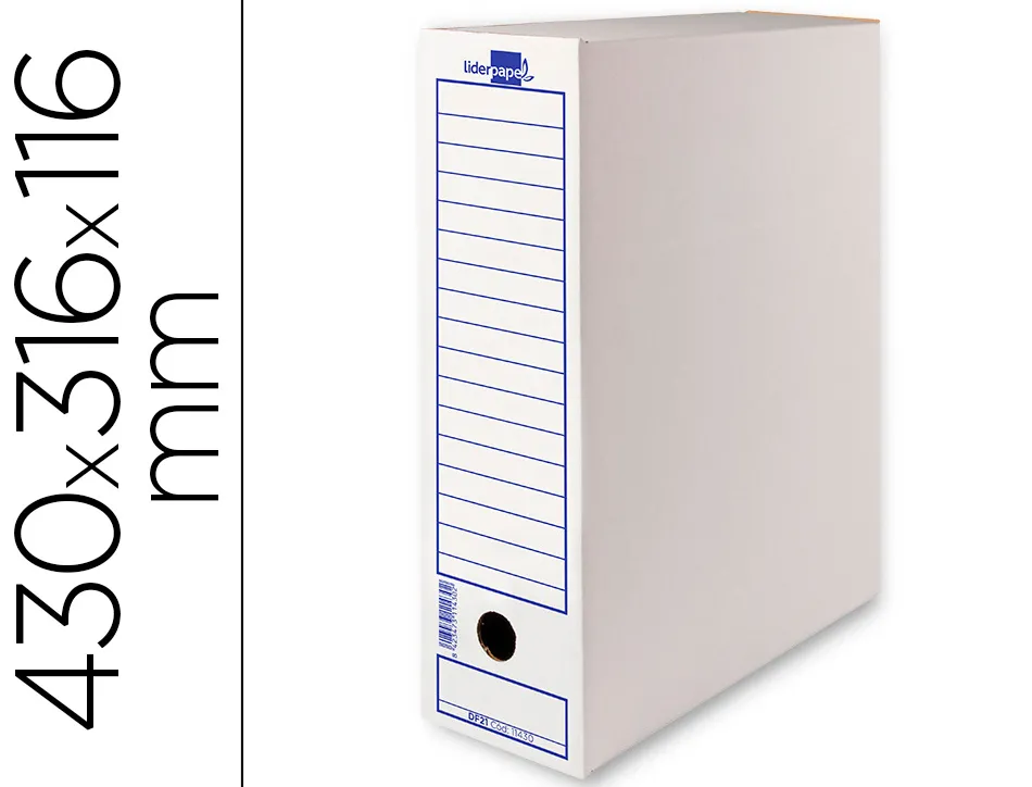Boite a archives liderpapel carton recycle 325g/m2 dos 106mm 430x116x316mm coloris blanc