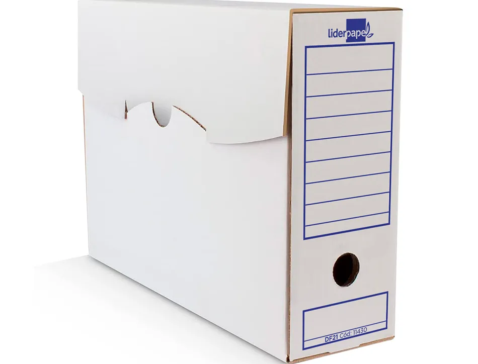 Boite a archives liderpapel carton recycle 325g/m2 dos 106mm 430x116x316mm coloris blanc