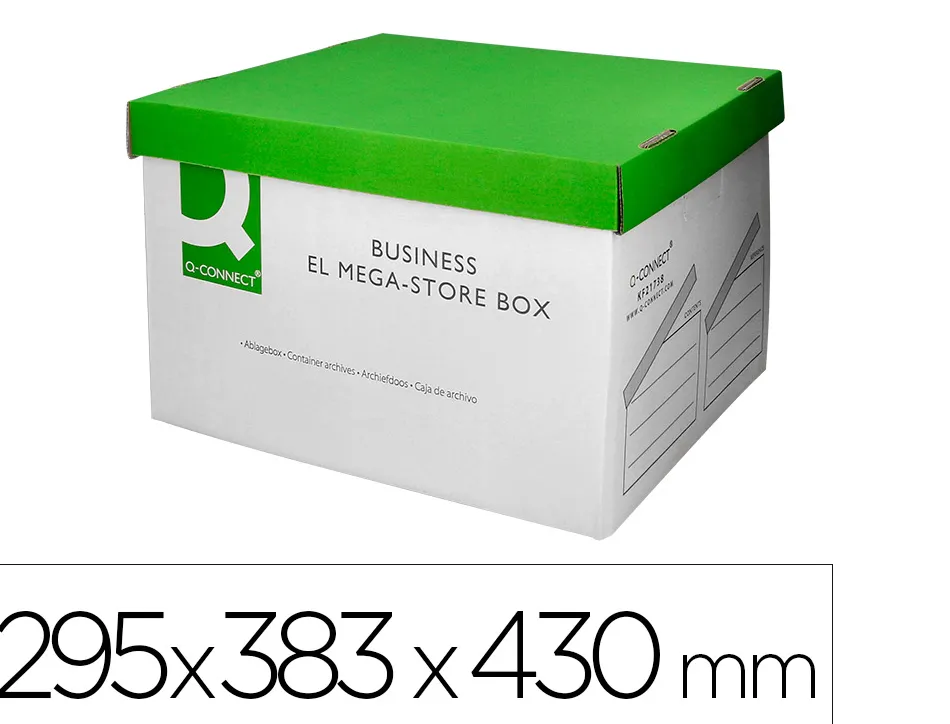 Boite archives qconnect carton pour 3 boites format a4+ montage automatique dim. interieur 295x383x430mm