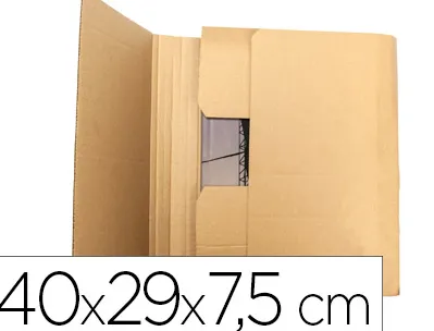 Boite carton q-connect speciale emballage livres catalogues revues dossiers montage facile cannelure 3mm 400x290x75mm