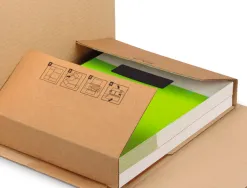 Boite carton q-connect speciale emballage livres catalogues revues dossiers montage facile cannelure 3mm 300x240x60mm