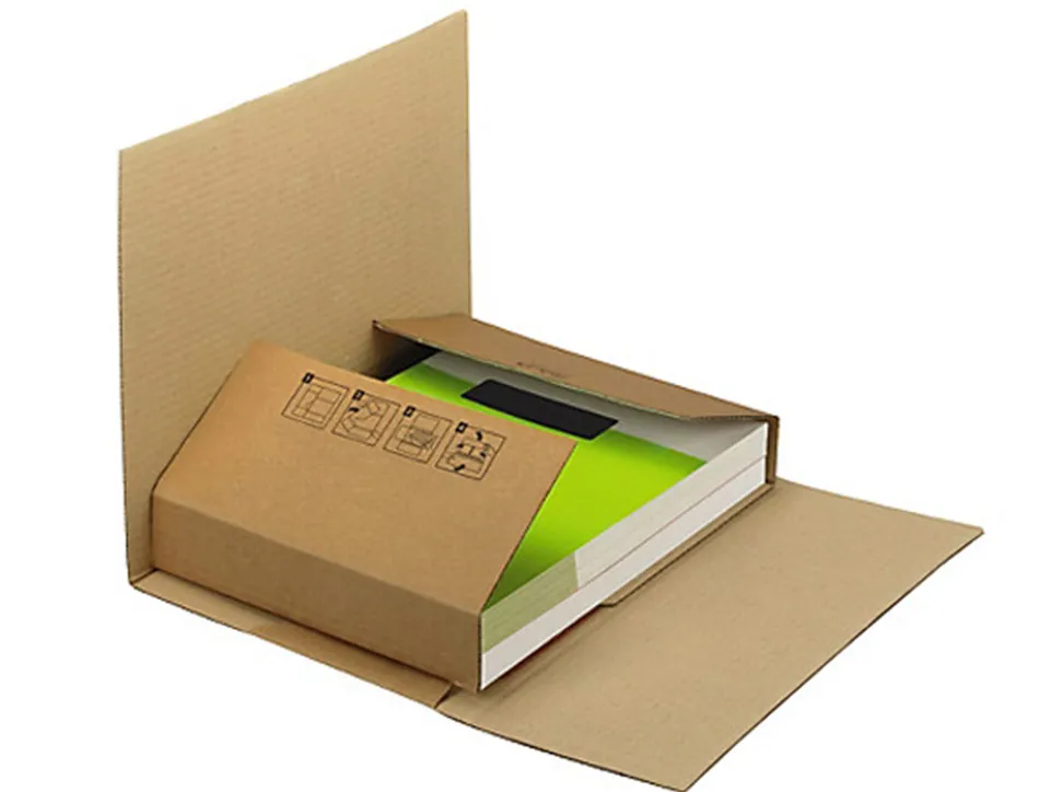 Boite carton q-connect speciale emballage livres catalogues revues dossiers montage facile cannelure 3mm 300x240x60mm
