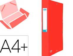 Boite classement elba eurofolio carte grainee 600g 7/10e a4+ dos 40mm 3 rabats elast etiquette dorsale rouge