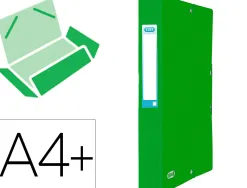 Boite classement elba eurofolio carte grainee 600g 7/10e a4+ dos 40mm 3 rabats elast etiquette dorsale vert