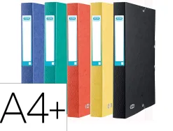 Boite classement elba eurofolio carte grainee 600g 7/10e a4+ dos 25mm 3 rabats elas etiq dorsale assortis - paq de 10 un