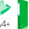 Boite classement elba eurofolio carte grainee 600g 7/10e a4+ dos 25mm 3 rabats elast etiquette dorsale vert