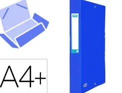 Boite classement elba eurofolio carte grainee 600g 7/10e a4+ dos 60mm 3 rabats elast etiq dorsale bleu gitane