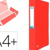 Boite classement elba eurofolio carte grainee 600g 7/10e a4+ dos 60mm 3 rabats elast etiq dorsale rouge rubis