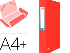 Boite classement elba eurofolio carte grainee 600g 7/10e a4+ dos 60mm 3 rabats elast etiq dorsale rouge rubis