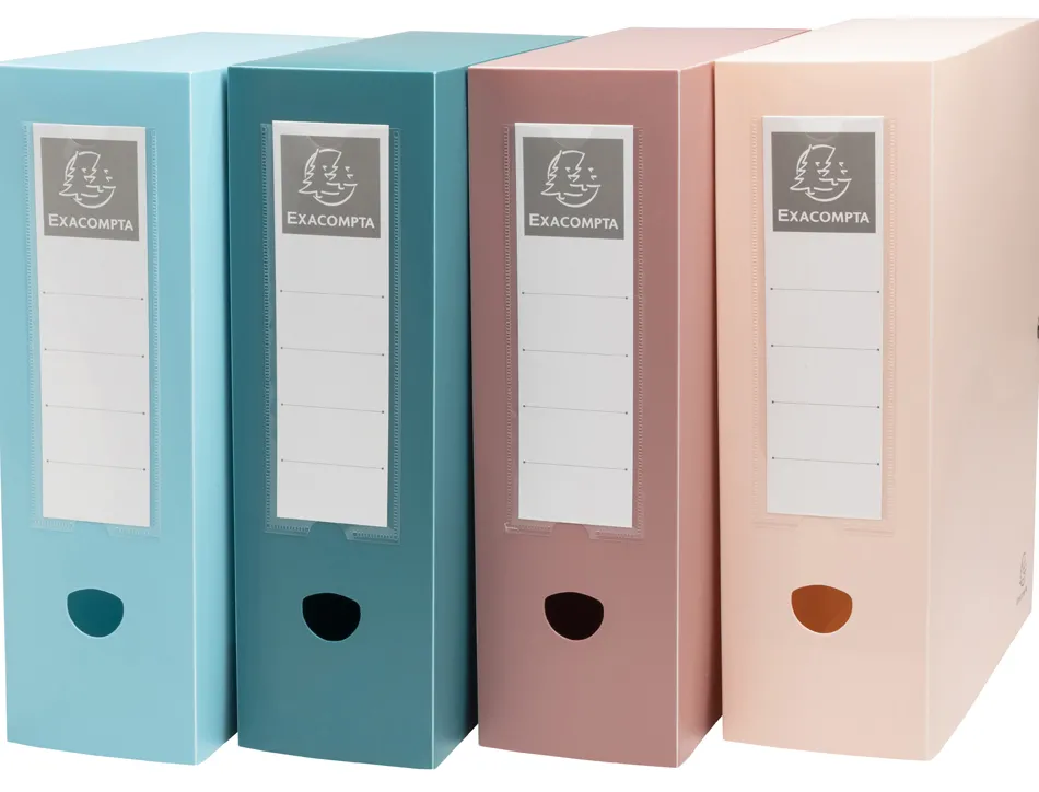 Boite classement exacompta skandi a4 pp recycle fermeture pression dos 100mm coloris assortis