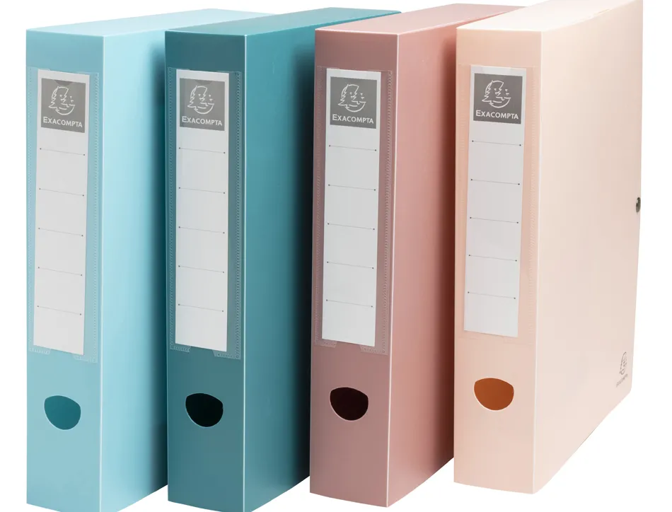 Boite classement exacompta skandi a4 pp recycle fermeture pression dos 60mm coloris assortis