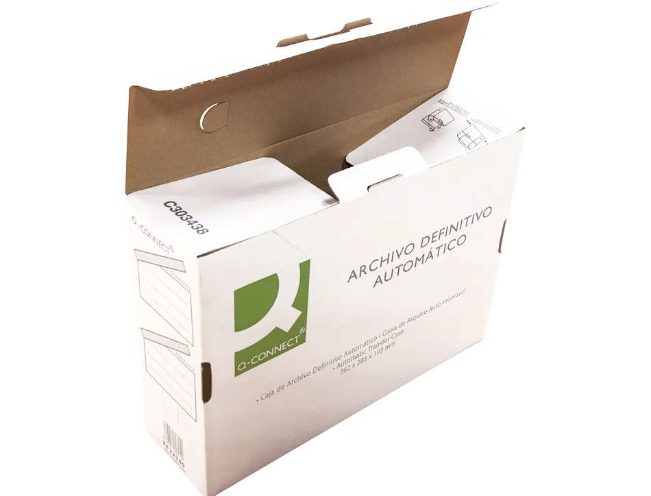 Boite classement q-connect carton recycle onglet de verrouillage 255x360x100mm