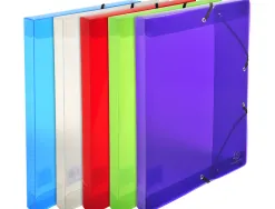 Boite classeur exacompta a4 pp crystal colours fermeture elastique dos 25mm coloris assortis