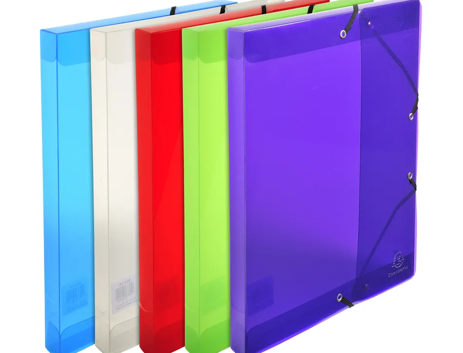 Boite classeur exacompta a4 pp crystal colours fermeture elastique dos 25mm coloris assortis
